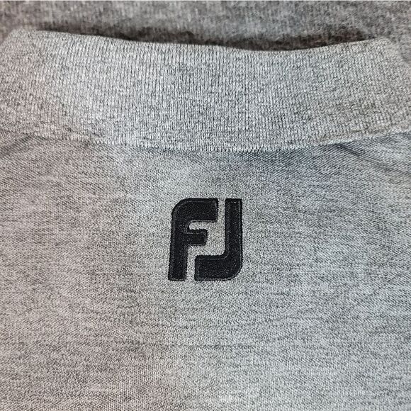 FootJoy Golf Polo Shirt Size L Heather Gray Black Pique Performance - Picture 7 of 12